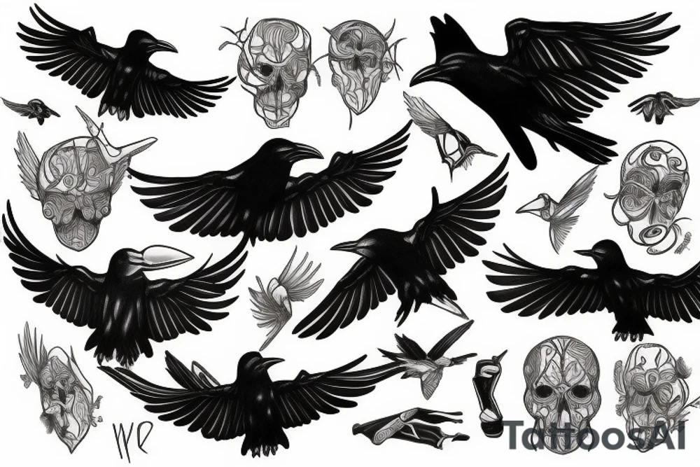 flying crows tattoo idea