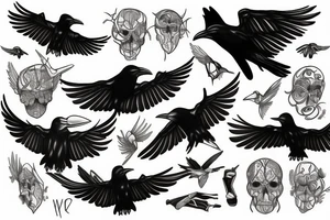 flying crows tattoo idea