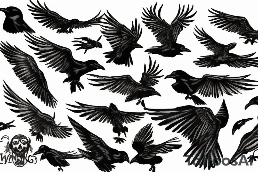 flying crows tattoo idea