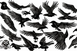 flying crows tattoo idea
