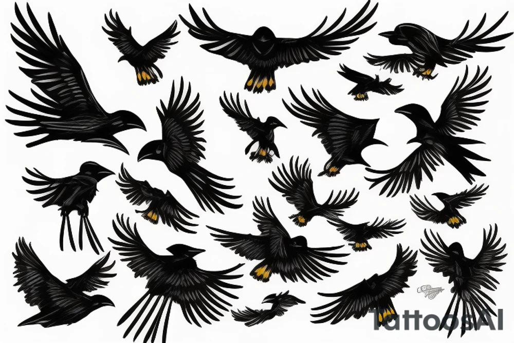 distance flying crows tattoo idea