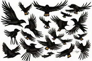 distance flying crows tattoo idea