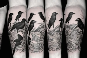 distance flying crows tattoo idea