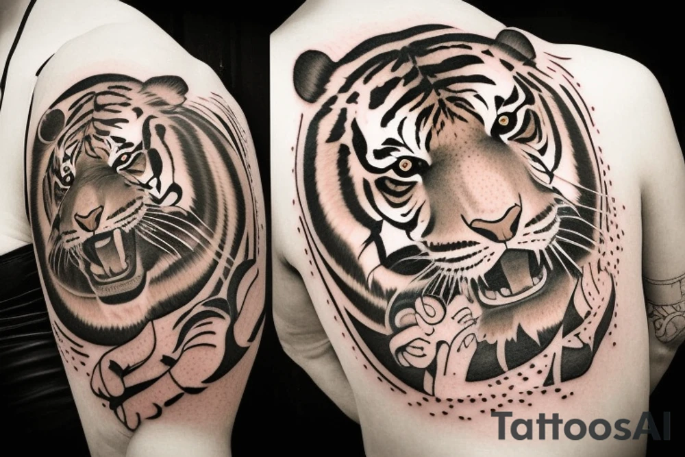 travel/family themed one. A tiger chilling in a tub for Bangkok and my mom's zodiac, a rabbit letting go of a 孔明灯 for dads zodiac and Taiwan, and a monkey with glasses holding a coconut for my sisters zodiac and Vietnam tattoo idea