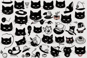black cat with a funny hat tattoo idea
