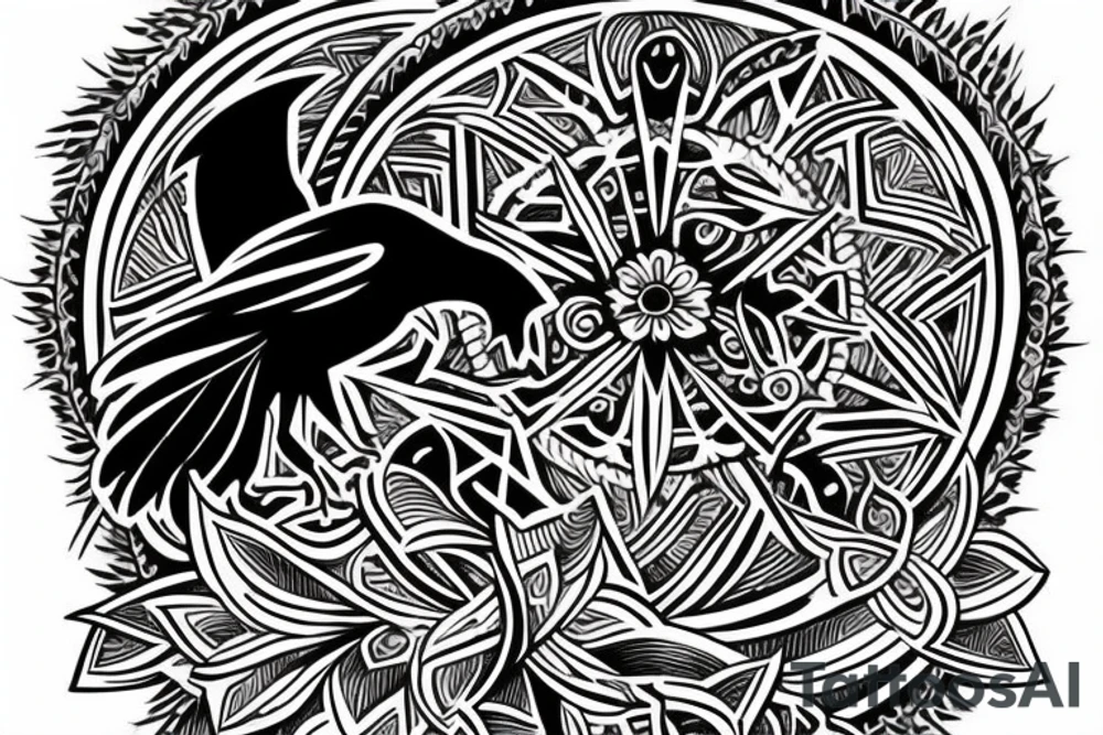 crow symbolizing new beginings and d
eath tattoo idea