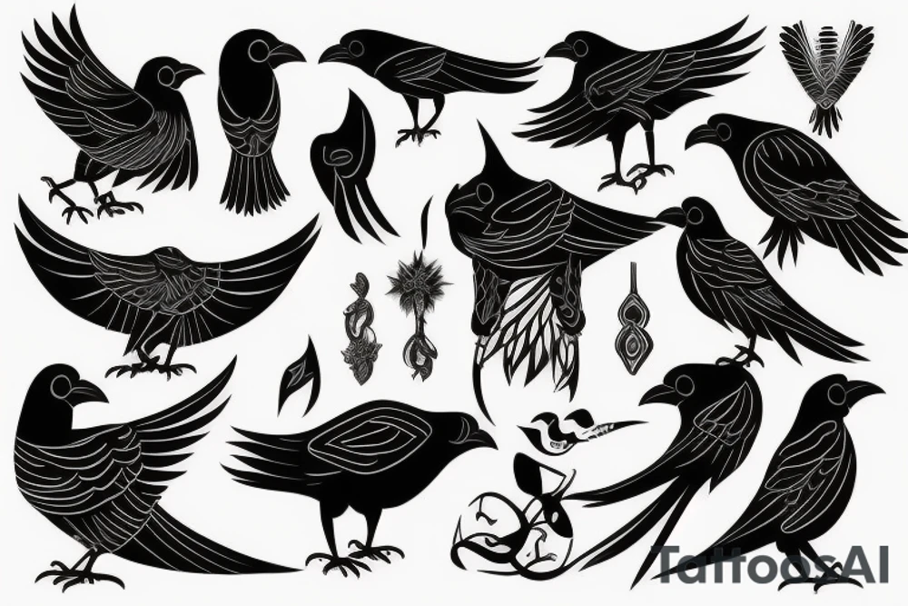 crow symbolizing new beginings and d
eath tattoo idea