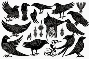 crow symbolizing new beginings and d
eath tattoo idea