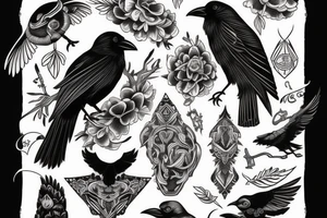 crow symbolizing new beginings and death tattoo idea