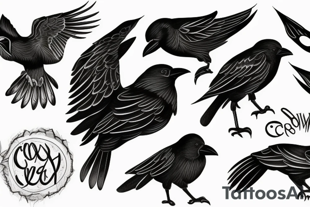 crow symbolizing new beginings and death tattoo idea