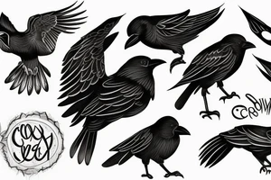 crow symbolizing new beginings and death tattoo idea
