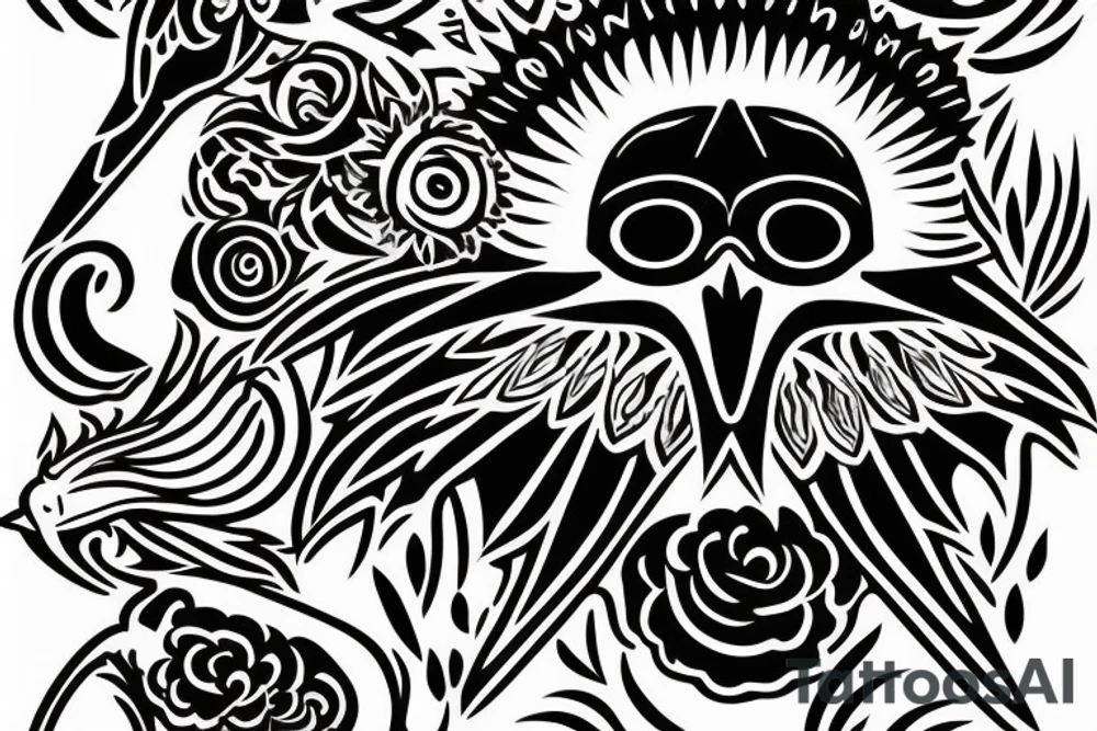 crow symbolizing new beginings and death tattoo idea