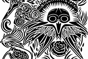 crow symbolizing new beginings and death tattoo idea