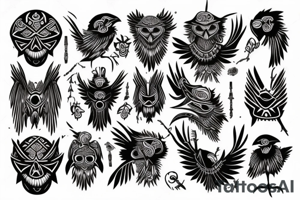 crow symbolizing new beginings and death tattoo idea