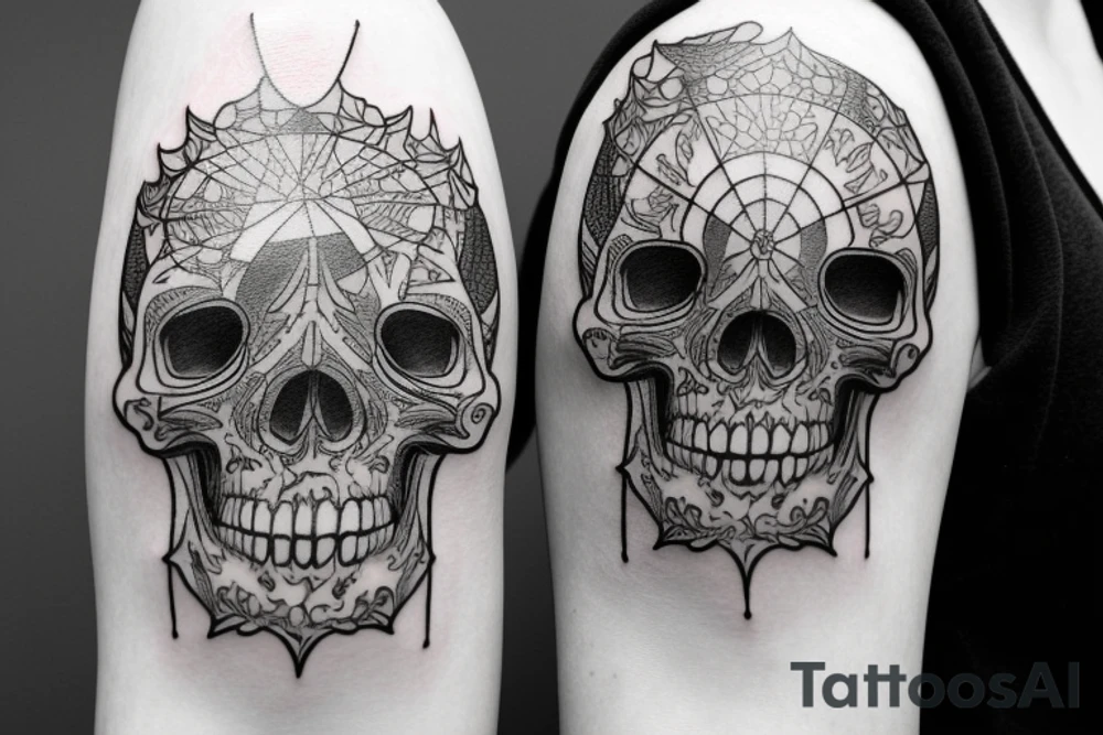 sun skull sideways tattoo idea