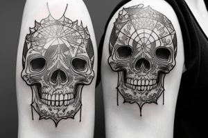 sun skull sideways tattoo idea