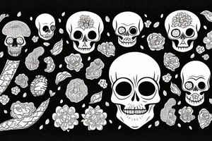 sun skull with rafflesia flower tattoo idea