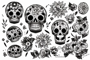 sun skull with rafflesia flower tattoo idea