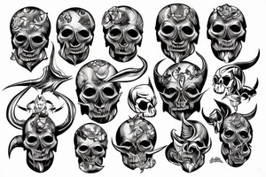 evil melting devil chaotic skull tattoo idea