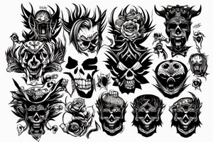 evil melting devil chaotic skull tattoo idea