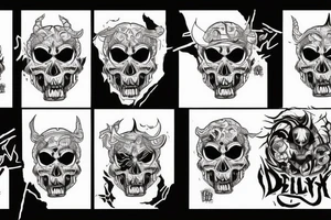 evil melting devil chaotic skull rock tattoo idea