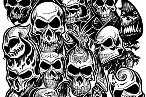 evil melting devil chaotic skull rock tattoo idea