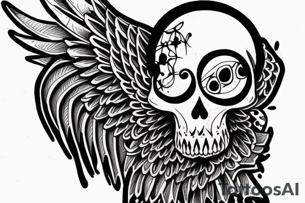 angel skull kind caring tattoo idea