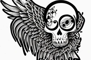 angel skull kind caring tattoo idea