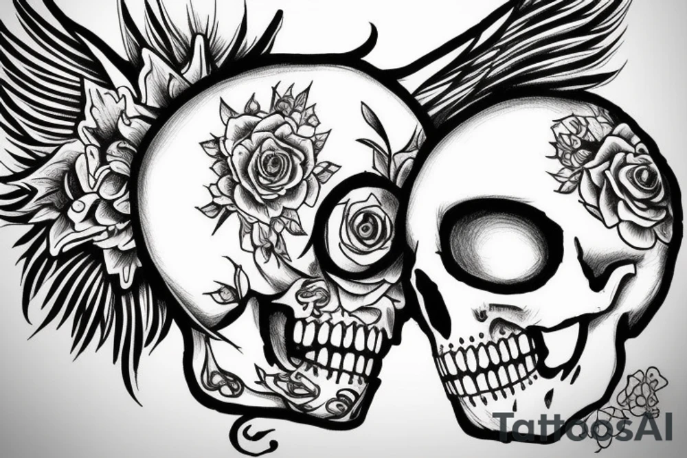 angel skull kind caring tattoo idea