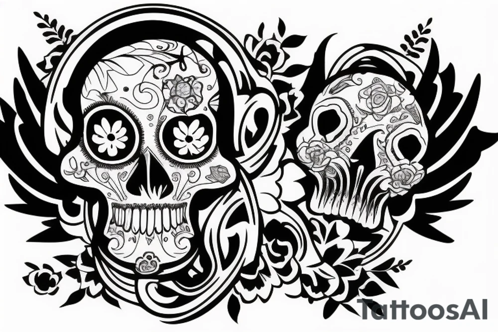 angel skull kind caring tattoo idea