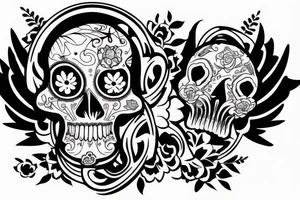 angel skull kind caring tattoo idea