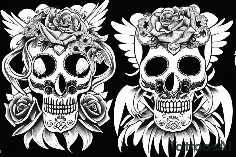 angel skull kind caring tattoo idea