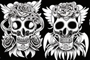 angel skull kind caring tattoo idea
