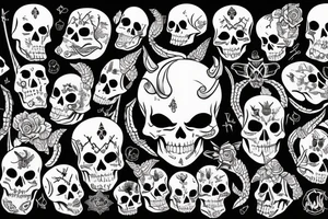 blody skeleton egle in front of death unicorn tattoo idea
