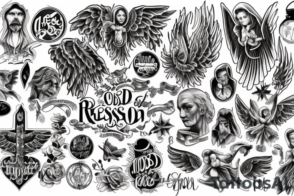 religion, god, angel, blessed, hope, sleeve tattoo idea