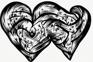 Anatomical heart with USA and Brazil flag tattoo idea