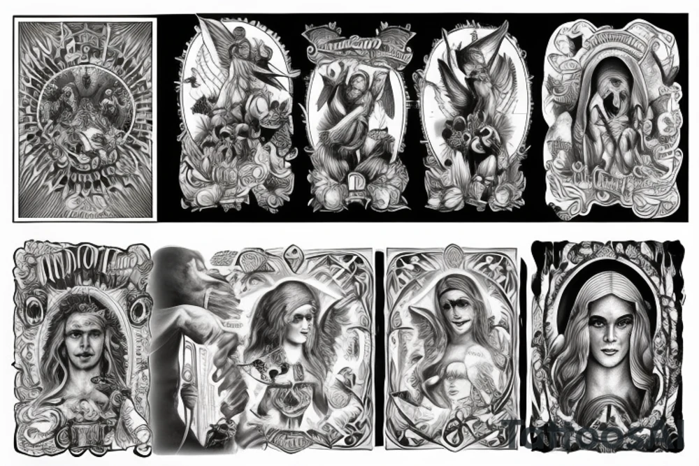 religion, god, angel, blessed, hope, full sleeve tattoo idea