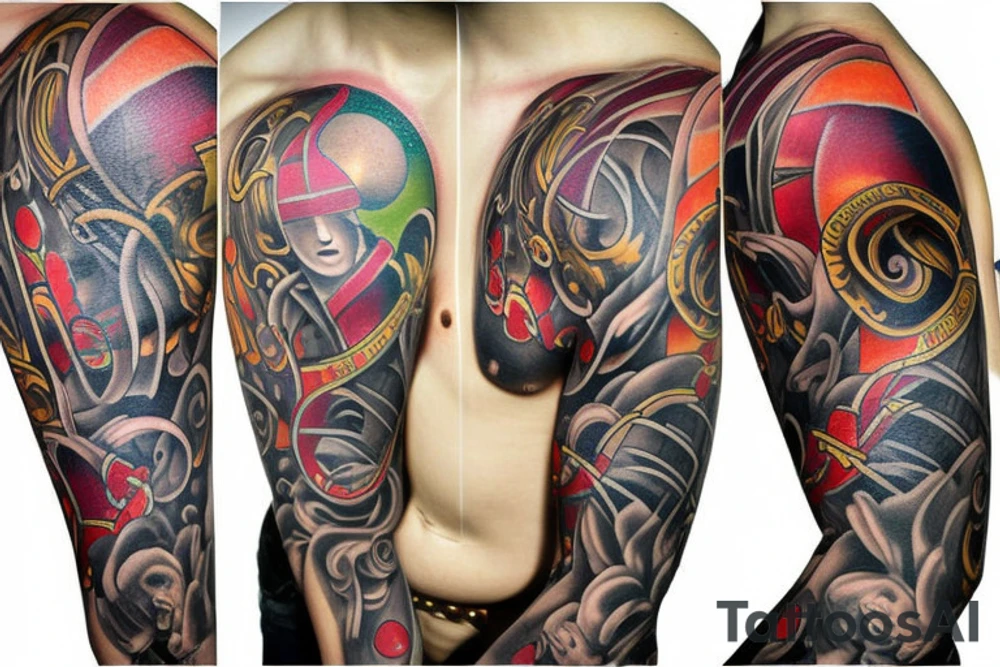 religion, full sleeve tattoo idea