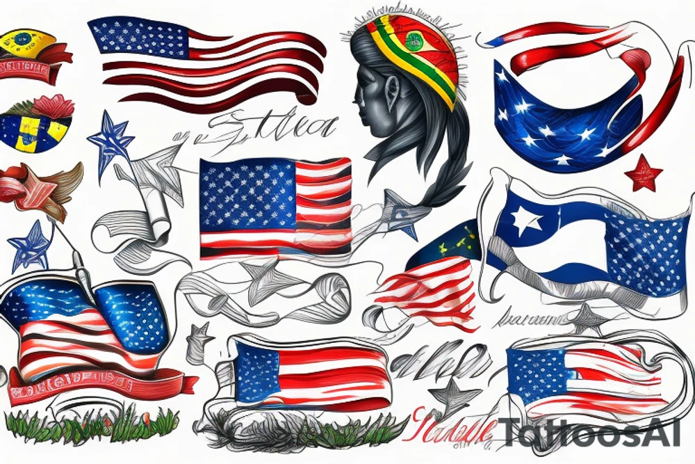 Brazilian and American flag tattoo idea