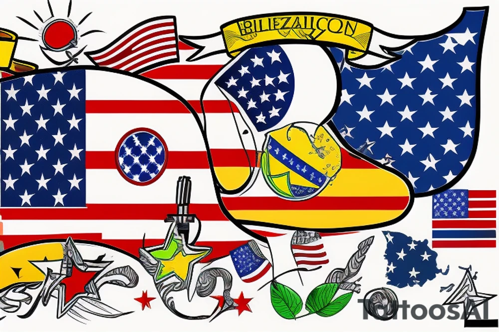 Brazilian and American flag tattoo idea