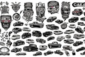 cars, full sleeve tattoo idea