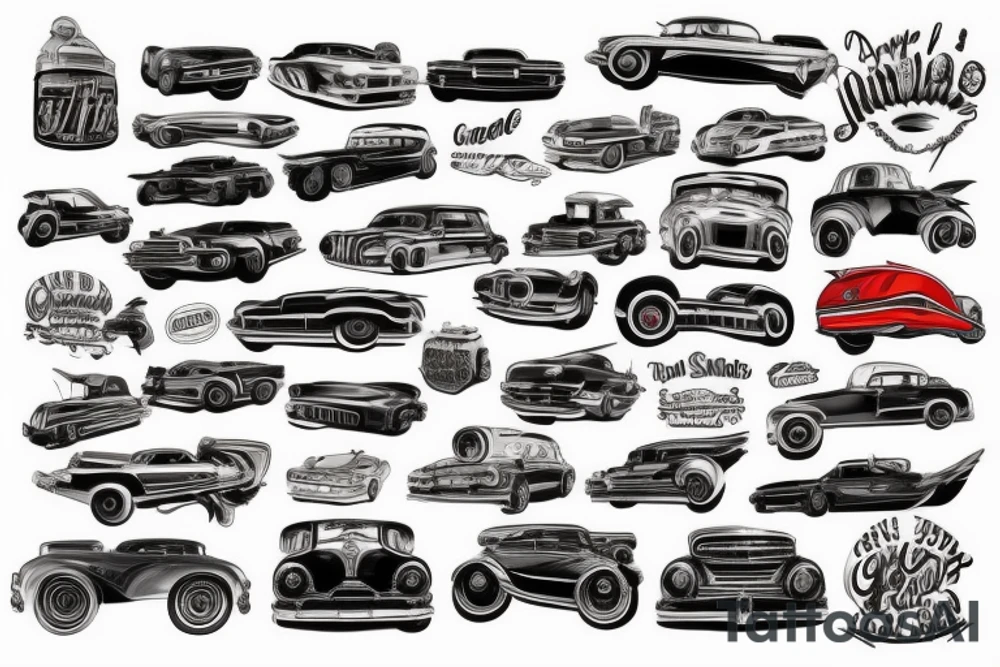 cars, full sleeve tattoo idea