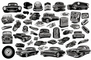 cars, jzpan style, drif,  full sleeve tattoo idea