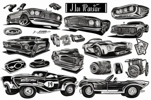 cars, jzpan style, drif,  full sleeve tattoo idea