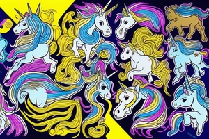 unicorn with yellow and blue accents tattoo idea