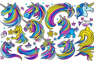 unicorn with yellow and blue accents tattoo idea