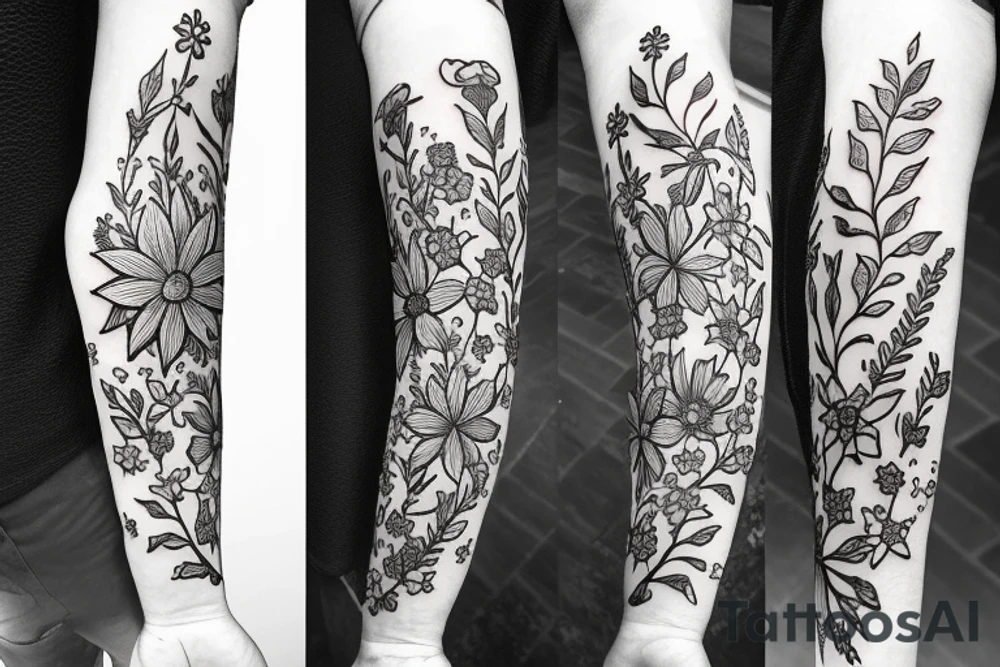 Sword with edelweiss flower tattoo idea