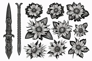 Sword with edelweiss flower tattoo idea