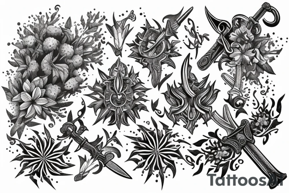 Sword and edelweiss tattoo idea