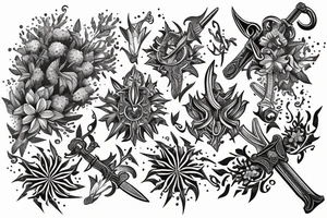 Sword and edelweiss tattoo idea